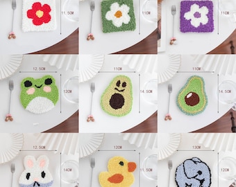 Cute Punch Needle Coaster Full Kit for Starter DIY Punch Coaster Making Kit,Handmade Coaster Kit,DIY Crafts gift, Punch Needle Kits for kids