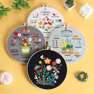 4 Set Beginner kit-Hand embroidery stitch sampler-Embroidery starter kit-Embroidery beginner kit-Embroidery Pattern-birthday gift-handmade
