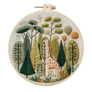 DIY Giraffe Embroidery Kit, Floral Home Decor, Craft Gift
