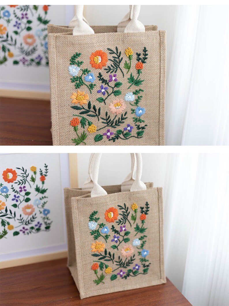 DIY-Sticktasche | Wiederverwendbare Öko-Tasche für Anfänger | Stickset für Anfänger, Kreuzstich | Komplettes Stickset mit Stickrahmen Bild 7