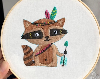 Cute Animal Kids Children Embroidery kit Beginner | Kids Embroidery | Animal Embroidery Full Kit with Needlepoint Hoop|Craft Kit for Kids