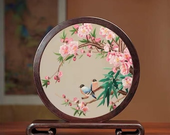 Double Sided Suzhou Embroidery Ornament | Handmade Chinese Silk Art | Traditional Chinese Cultural Gift | Panda & Landscape Embroidery kit