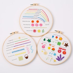 3 Pack Beginner Embroidery Kit Set of 3, Beginner Embroidery kit, Modern embroidery kit cross stitch, Hand Embroidery Kit, Starter DIY Kit