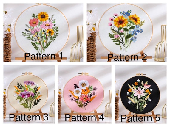  3 Set Embroidery Starter kit, Hand Cross Stitch Kits