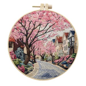 Spring Embroidery Kit | Modern Flower Plant Hand Embroidery Full Kit| DIY Floral Needlepoint Hoop Wall Art Kit| Adult Embroidery DIY Kit