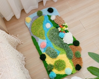 Kit de tapis en mousse à loquet/ Kit de démarrage de tapis/ Kit de bricolage/Kit de tapis de bricolage avec fil/Tous les matériaux inclus/Kit de fabrication de tapis à crochets/Kit de bricolage Tapis de sol