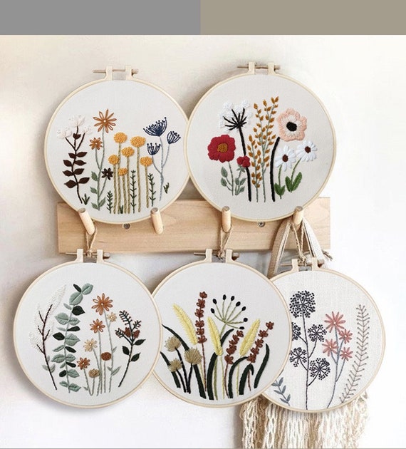 Embroidery Kit Beginner Flower Diy Embroidery Kit Modern Plants