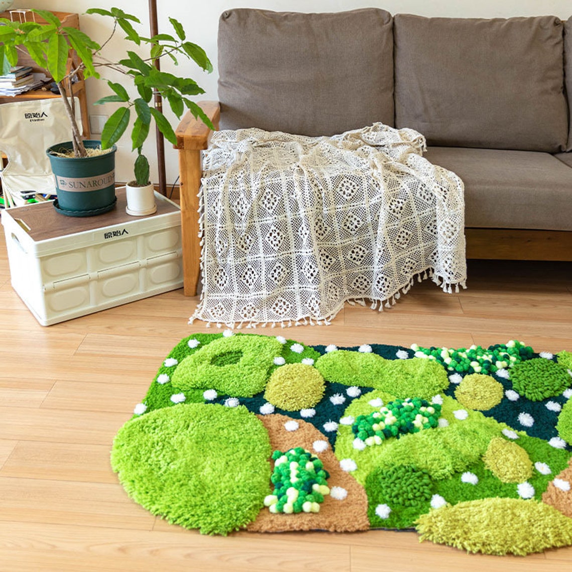Moss Rug Making Kit Green Moss Rugs/ Moss Forest Rugs Carpet/ Forest Rugs/ Beside Rugs ...