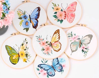 Butterfly Embroidery Kit beginner, Beginner Embroidery kit,Modern embroidery, cross stitch, Hand Embroidery Kit, Needlepoint , DIY Craft Kit