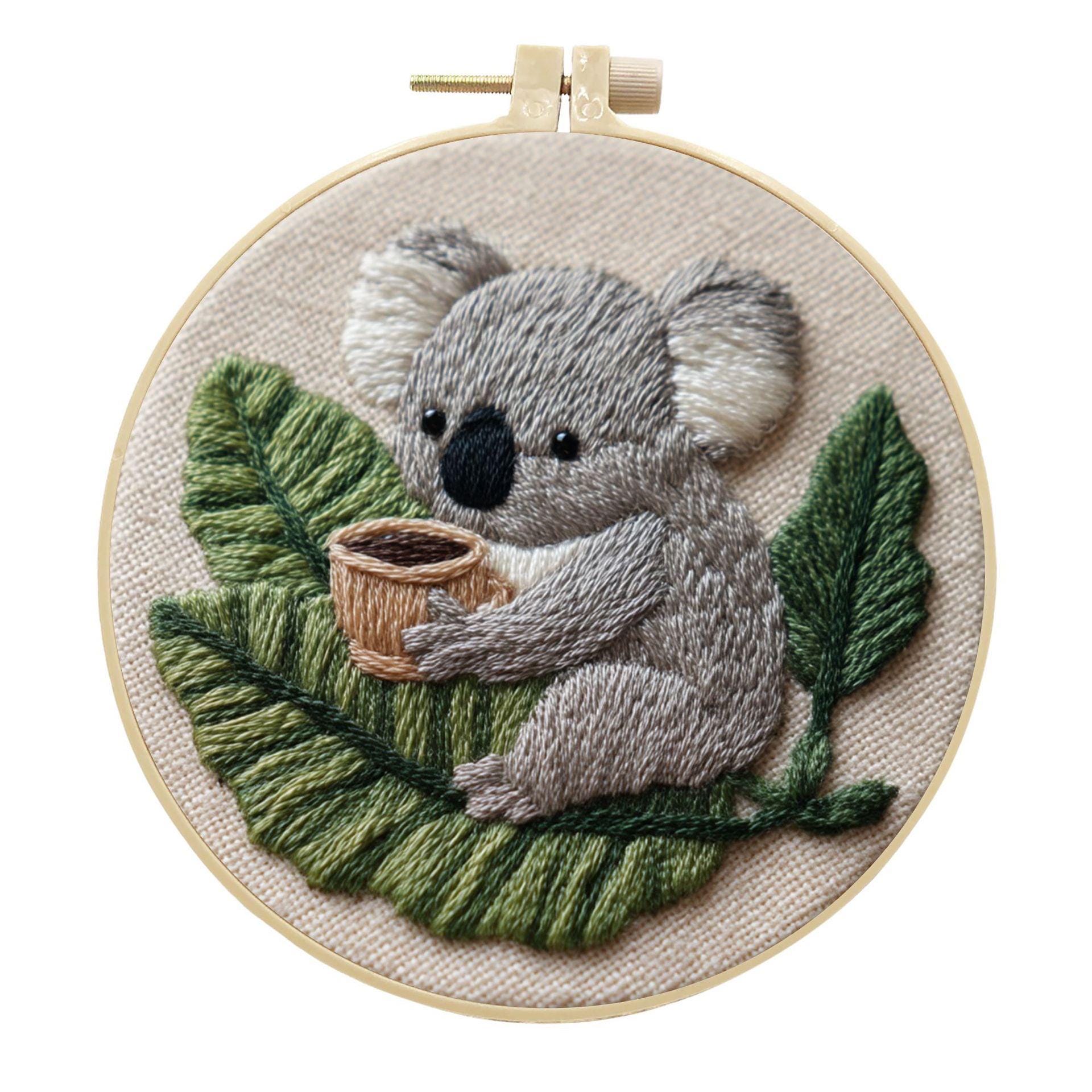 コアラ刺繍キット、初心者向けニードルポイント、DIYクラフトギフト