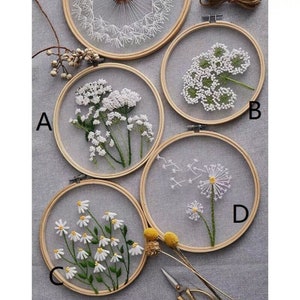 Daisy Embroidery Kit For Beginner | Modern Embroidery Kit with Pattern | Flowers Embroidery Full Kit with Needlepoint Hoop| DIY Craft