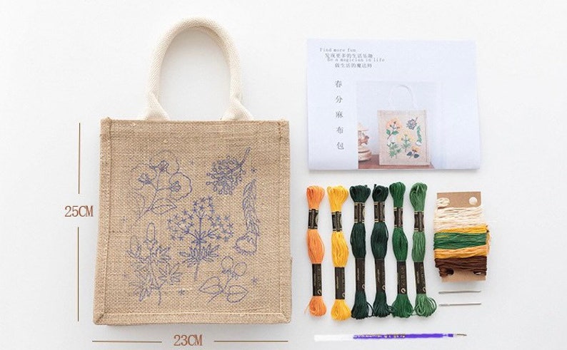 DIY-Sticktasche | Wiederverwendbare Öko-Tasche für Anfänger | Stickset für Anfänger, Kreuzstich | Komplettes Stickset mit Stickrahmen Bild 10