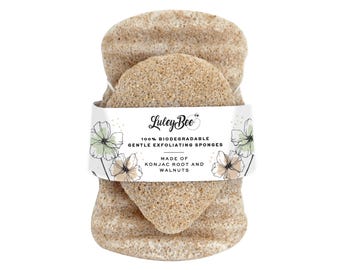 100% Biodegradable Face and Body Sponge Made of Konjac Root and Walnuts