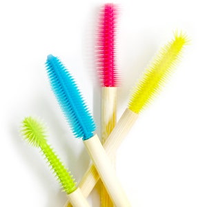 4 Variety Eco-Friendly silicon head - bamboo handle mascara - eye lash - eyebrow -hair wand spoolie eco-friendly and plastic-free