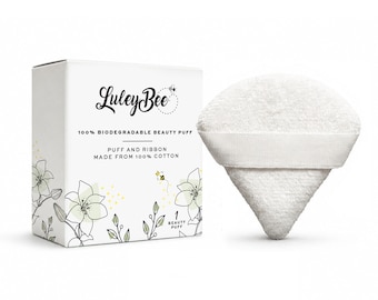 100% Biodegradable Cotton Beauty / Powder Puff and Ribbon