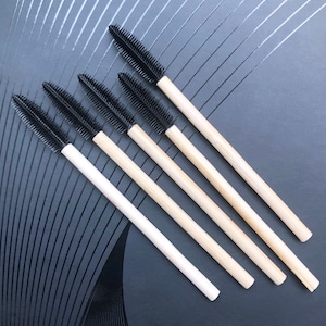 5 Black Eco-Friendly silicon head - bamboo handle mascara - eye lash - eyebrow -hair wand spoolie eco-friendly and plastic-free