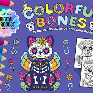 Kleurrijke botten: kleurplaten Día de los Muertos Artist Illustrated