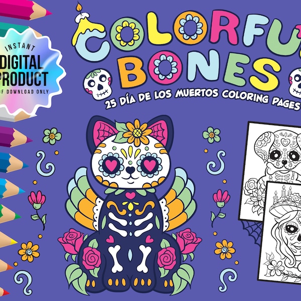 Colorful Bones: Día de los Muertos Coloring Pages