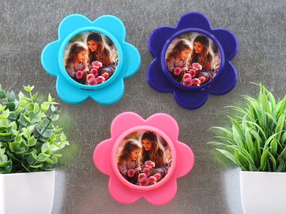 Photo-Synthesis: 3D Printed Floral Picture Frame Fridge Magnet - Memory Magnet