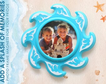 Seas the Day - Ocean Wave 3D Photo Frame Magnet - Memory Magnet - Nautical Deco
