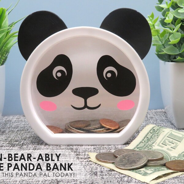 Panda Bear Bank -  3D Printed Panda Face Coin Bank  - Money Saver for kids and Panda Enthusiasts