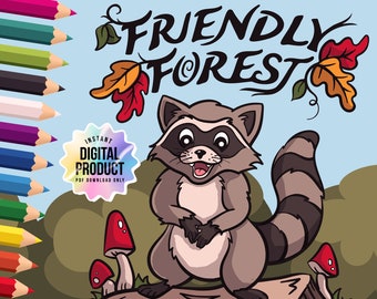 Friendly Forest: Animal Artist Illustrated Coloring Pages