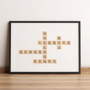 Custom Personalised Scrabble Board Game Names Wall Art Poster - Digital File Download