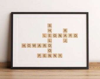 Custom Personalised Scrabble Board Game Names Wall Art Poster - Digital File Download