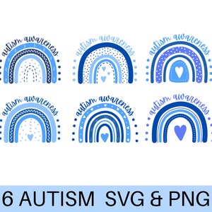 Autismo SVG, Autismo PNG, Conscientização sobre Autismo SVG, Arquivos de Corte, Autismo para Imprimir, Pacote de Arco-Íris Autismo Svg