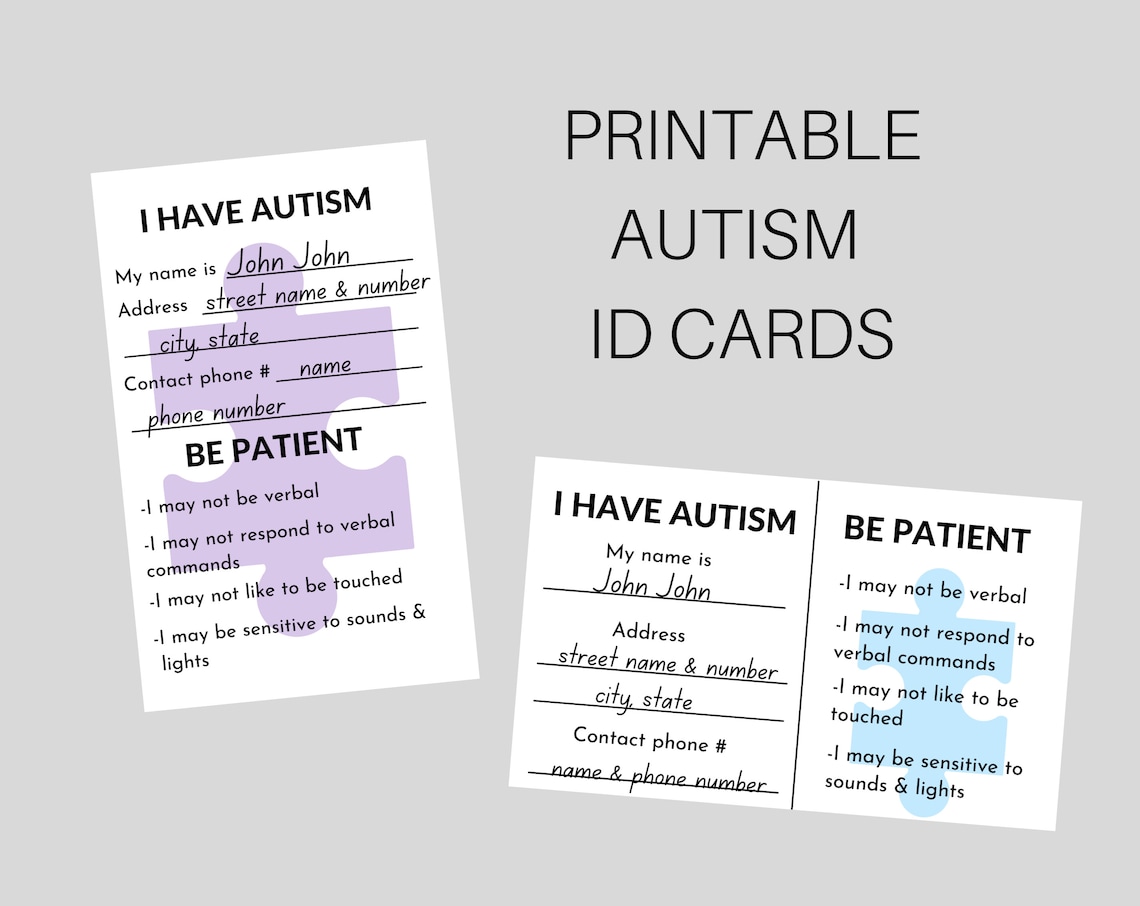 Autism ID Card Medical Card Autism Medical Card Child Etsy Autism ID Card Medical Card Autism Medical Card Child Etsy