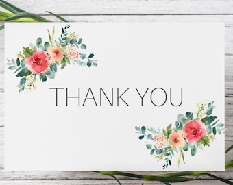 Printable Thank You Card, Digital Thank You Card, Instant Download Card, Wedding Thank You Card, Baby Shower Thank You Card, Thank You Note