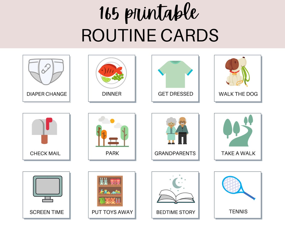 Daily Routine Cards, Toddler Routine Chart, Daily Rhythm, Visual Schedule for Kids, Chore Chart