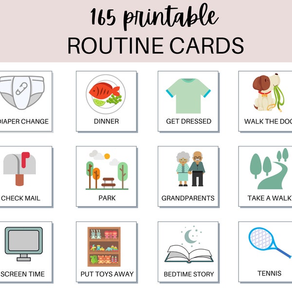 Daily Routine Cards, Toddler Routine Chart, Daily Rhythm, Visual Schedule for Kids, Chore Chart, Autism routine cards, autism pec cards