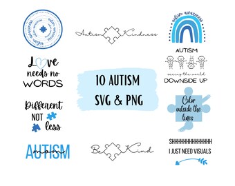 Autism SVG Bundle, Autism Svg,  Autism PNG, Autism Awareness SVG, Autism Puzzle Svg, Autism mom Svg, Cut Files, Autism Printable, Cricut