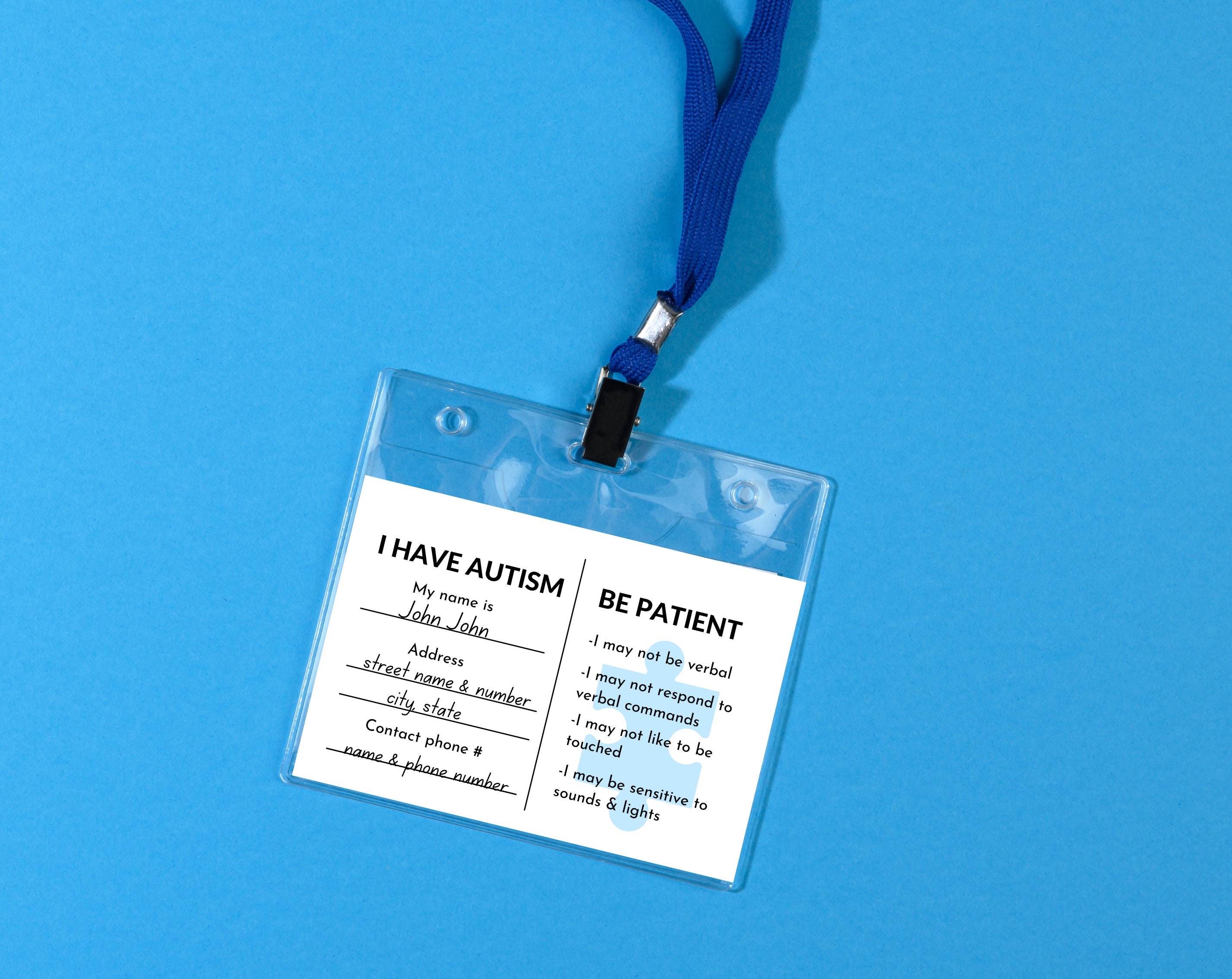 Autism ID Card Medical Card Autism Medical Card Child Etsy