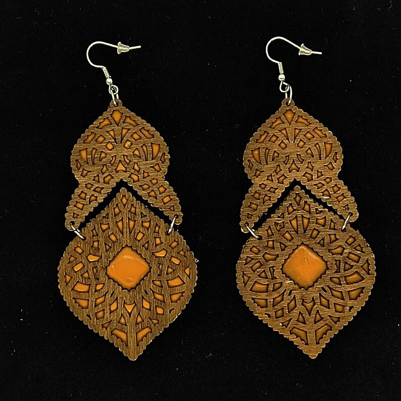Wood Earrings* Women gift* Wood Jewelry* Baroque* Vintage
