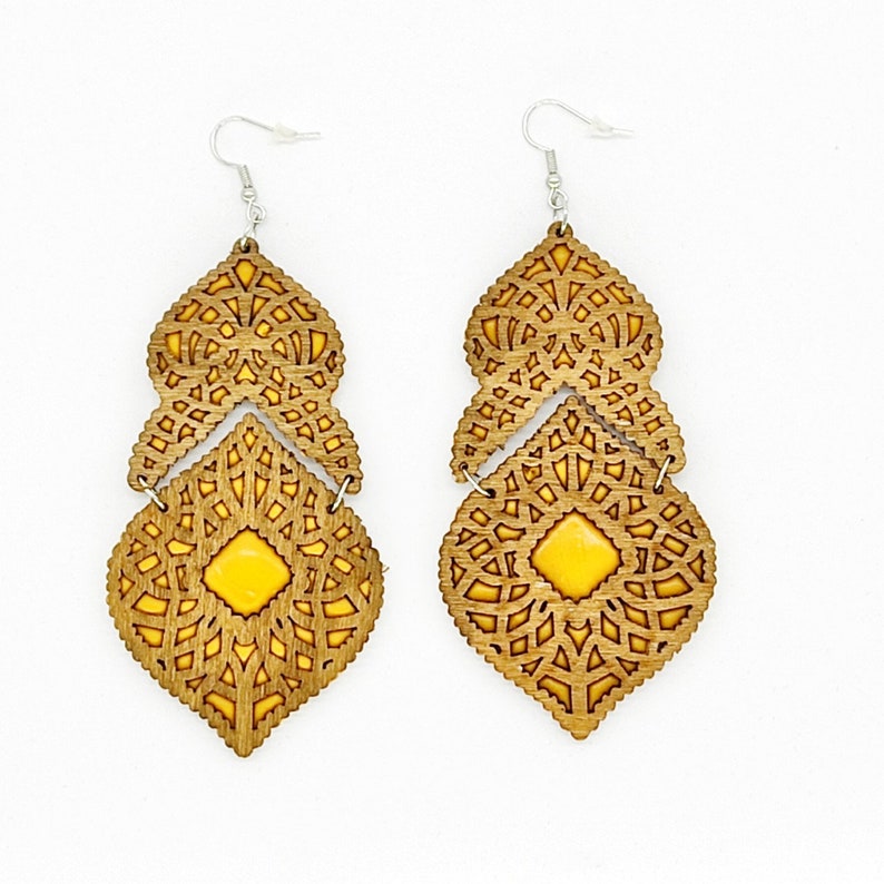 Wood Earrings* Women gift* Wood Jewelry* Baroque* Vintage