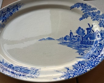 On Sale Sheffield Provincial 10 inch Dinner Plate with Blue and White Delft Style Pattern Collectible Kitchen