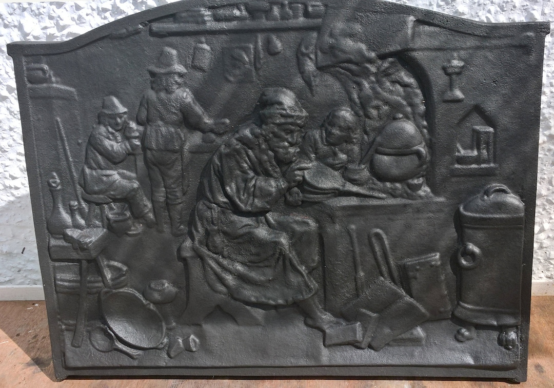 Antique Cast Iron Fireplace Back Plate Etsy UK