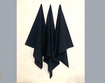 Sehr schwarzes Bandana 24 "Bandanas Halstuch 100% Baumwollstoff & Faden von mir genäht Inky Tonhöhe Jet Kohle fester schwarzer Schal