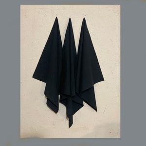 Very Black Bandana 24&quot; Bandanas Neck Kerchief 100% Cotton Fabric & Thread Waverly Cloth Sewn by Me Inky Pitch Jet Coal Solid Black Scarf