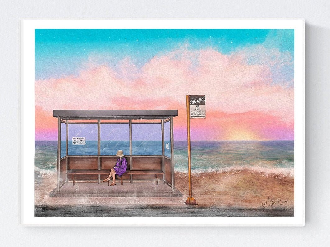 Korean Scenery / Jumunjin Beach Bus Stop / BTS Spring Day / Etsy