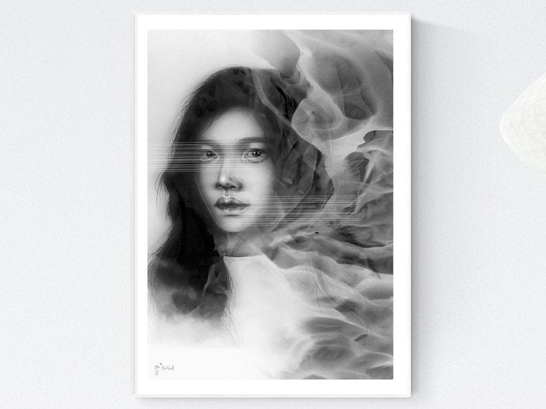 Girl Portrait Abstract art Contemporary art print Woman face portrait Wall art print Home Decor Illustration A4 A5