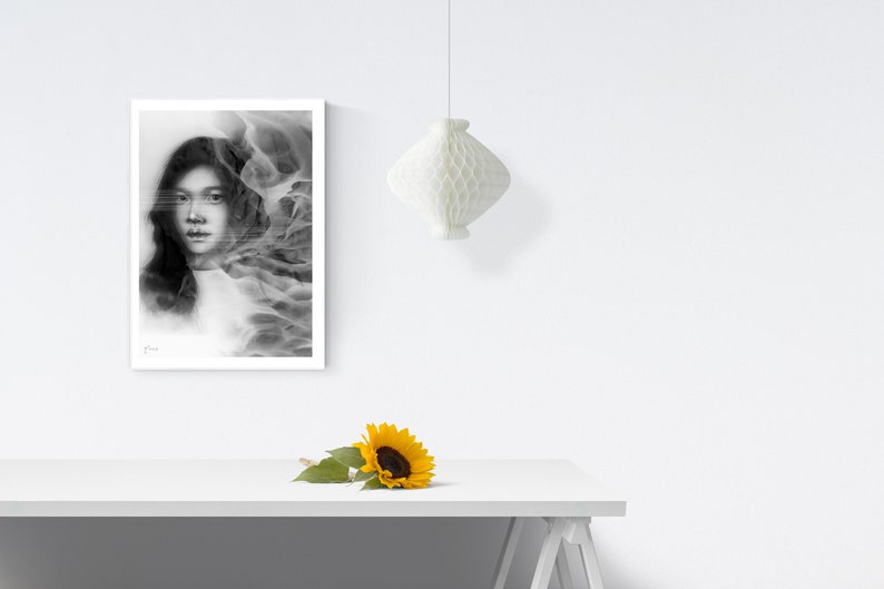 Girl Portrait Abstract art Contemporary art print Woman face portrait Wall art print Home Decor Illustration A4 A5