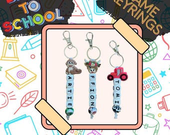 Llaveros con cuentas y nombre personalizados: llaveros con nombre para la vuelta al cole