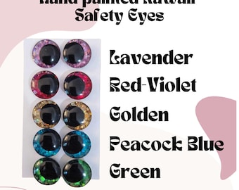 Kawaii Safety Eyes - Yeux de sécurité scintillants peints à la main pour amigurumi, peluches, peluches
