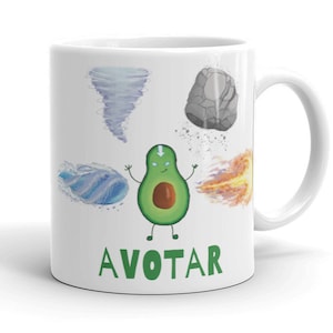 Avotar 4 Elements Mug | Funny Anime Gift | Fire Water Air Earth | Gift for Him | Gift for Her