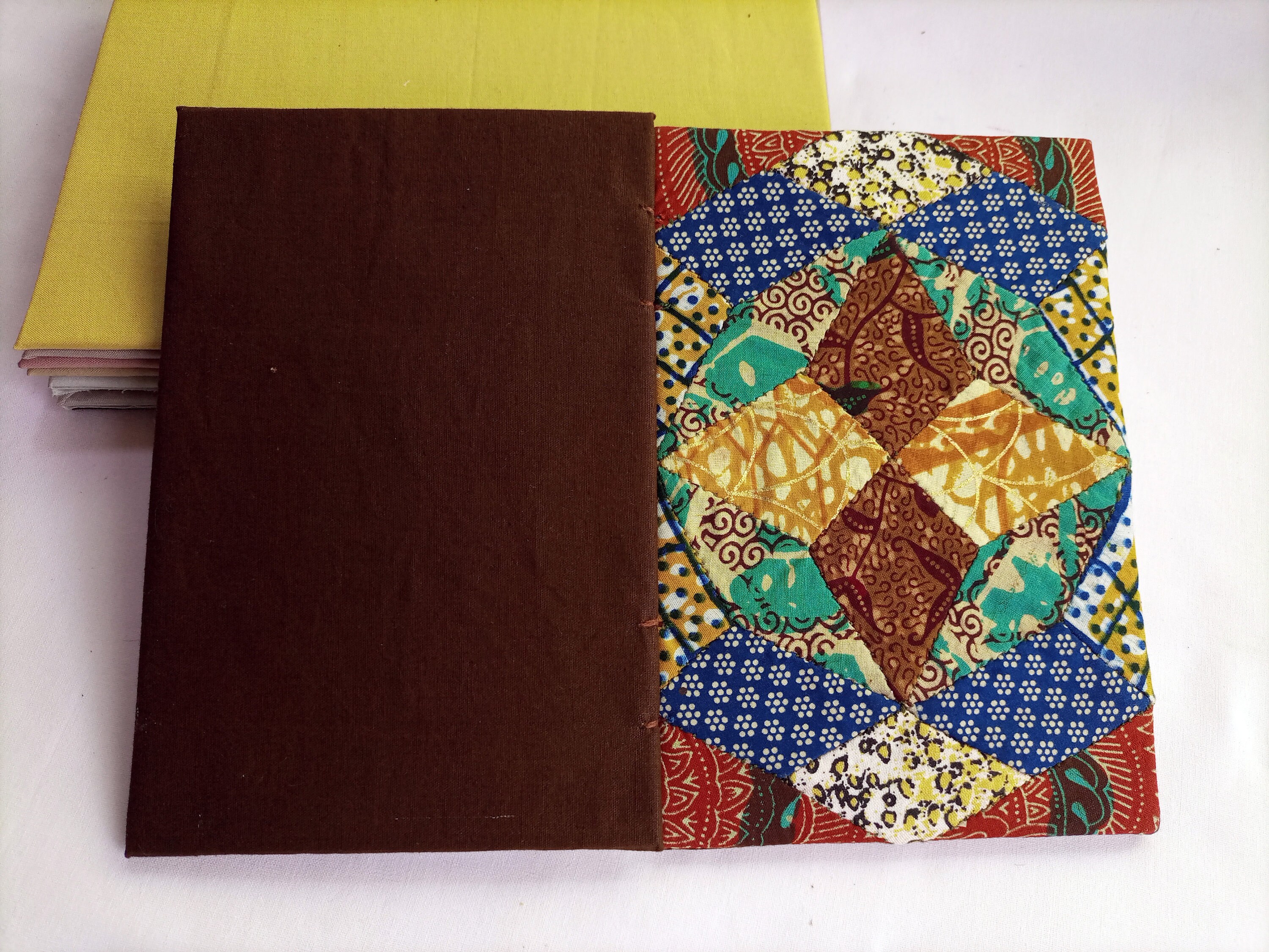 Patchwork Book Cover A5 Cloth Covered Journal Quad Shapes Etsy