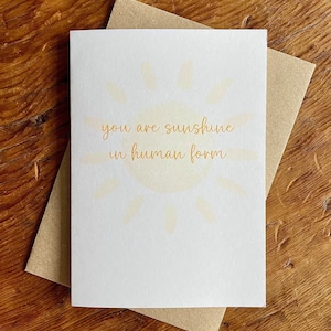 Vous êtes un rayon de soleil | Humain du soleil | Carte de joyeux anniversaire | carte d'anniversaire | Amitié | Merci carte | Je t'aime | Carte Saint Valentin