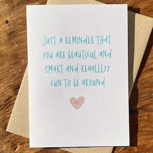 Friend Card | You are Beautiful | Fun Human | Just Because Card | Gift For Her | BestFriend | Besty | Lovely Card | Thinking of You | Love